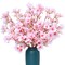 6Pcs Artificial Cherry Blossom Branches Decor Fake Flowers 16" Silk Faux Flowers for Decoration Spring Peach Bouquet Home Wedding Bedroom Party Japanese Garden Table Centerpiece Decor(Pink)